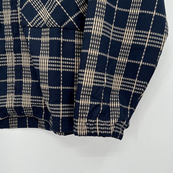 Native North Men's Gofer Shirt Jacket Full Zip Plaid Pockets Navy Blue/Yellow M - Picture 4 of 6